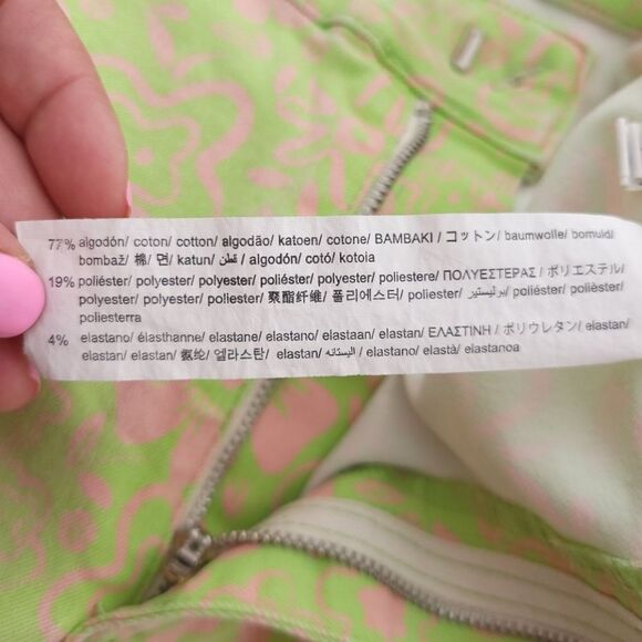 Zara Green Pin Floral Raw Hem Bootcut Jeans Womens Size US 4 - Picture 11 of 11